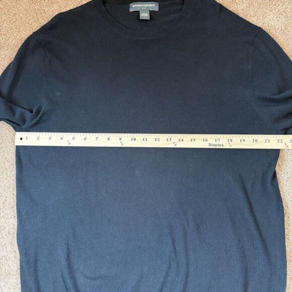 Banana Republic Mens Sweater Large Black Crewneck Cotton Cashmere Blend Pullover - Picture 7 of 7